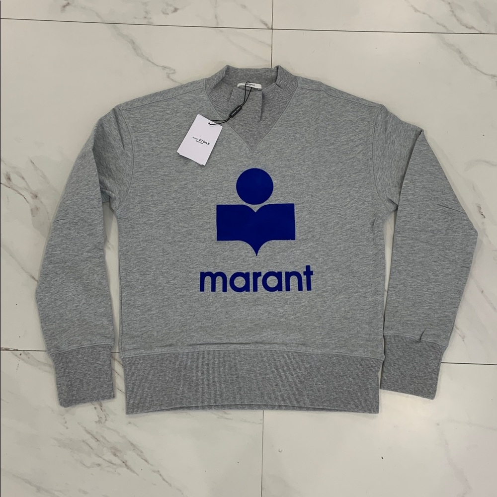 Isabel Marant Etoli Mobyli Sweater grey ecru / blue marant logo Womans 34